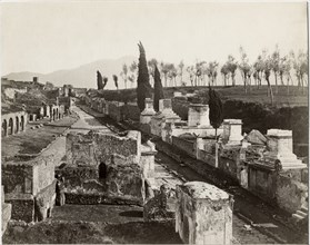 Ruins, Street of Tombs, Pompeii, Italy, Albumen Print, circa 1880