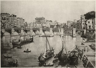 River Tiber, In the Time of Caesar, Rome, Italy, Illustration, circa 1918