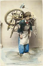 Man with Spinning Wheel on Back, Naples, Italy, Photo by Giorgio Sommer, circa 1880