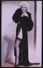 Woman in Sexy Robe and Nylon Stockings, Pin-up Card, 1940's