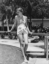 Actress Mary Brewer, one of the "Goldwyn Girls", Publicity Portrait in Two-Piece Bathing Suit, 1941