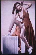 Woman in Lingerie, Pin-up Card, 1940's