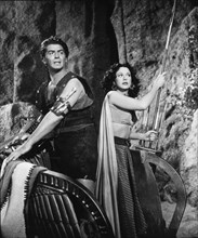 Victor Mature, Hedy Lamarr, on-set of the Film "Samson and Delilah", 1949
