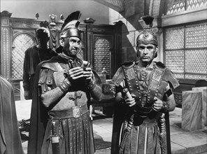 Richard Burton (left), on-set of the Film "The Robe", 1953