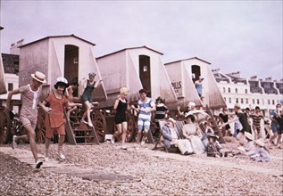 Beach Scene, on-set of the Film "Those Magnificent Men in their Flying Machines", 1965