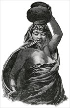 Woman Carrying Bowl on Head, Afghanistan, "Classical Portfolio of Primitive Carriers", by Marshall M. Kirman, World Railway Publ. Co., Illustration, 1895