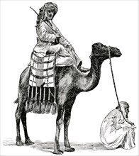 Two Men with Camel, Aden, Arabia, "Classical Portfolio of Primitive Carriers", by Marshall M. Kirman, World Railway Publ. Co., Illustration, 1895