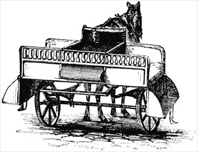 Horse-Drawn Outside Jaunting Car, England, "Classical Portfolio of Primitive Carriers", by Marshall M. Kirman, World Railway Publ. Co., Illustration, 1895