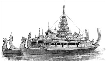 State Barge of a King of Burma, "Classical Portfolio of Primitive Carriers", by Marshall M. Kirman, World Railway Publ. Co., Illustration, 1895