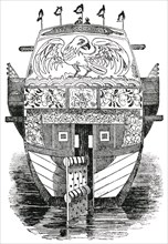 Stern and Rudder of Chinese Junk, "Classical Portfolio of Primitive Carriers", by Marshall M. Kirman, World Railway Publ. Co., Illustration, 1895
