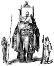 State Carriage of a Rajah, India, "Classical Portfolio of Primitive Carriers", by Marshall M. Kirman, World Railway Publ. Co., Illustration, 1895
