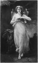 Psyche, on her Quest to the Underworld, Gravure From Original Painting by Paul Alfred de Curzon, 1859