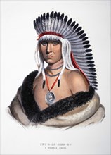 Pet-A-Le-Shar-Ro, Pawnee Chief, Portrait, McKenney & Hall Lithograph from an 1821 Painting by Charles Bird King