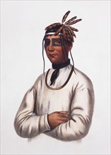 Caa-Tou-See, an Ojibway Brave, Portrait, Lithograph from an 1820's Painting by Charles Bird King