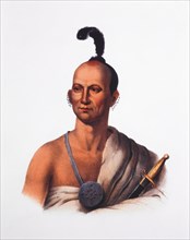 Kai-Pol-E-Qua, or White-Nosed Fox, Saukie Brave, Leader of Oshkosh Band of Saukie Tribe, Lithograph from 1824 Painting by Charles Bird King