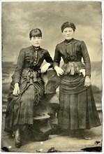 Portrait of Two Adult Women, One Seated, One Standing, Tintype, circa 1870