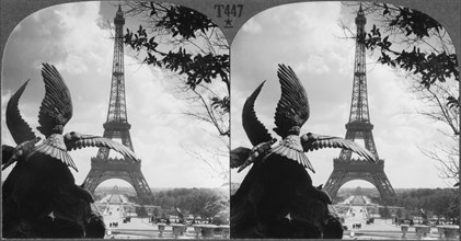 Eiffel Tower and Champs de Mars from the Trocadero Palace, Paris, France, Keystone View Company, Stereo Card circa 1919