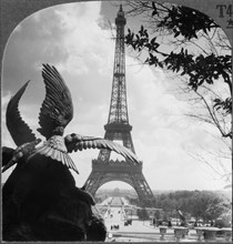 Eiffel Tower and Champs de Mars from the Trocadero Palace, Paris, France, Keystone View Company Single Image of Stereo Card circa 1919