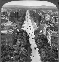 Avenue Bois de Boulogne, View from Arch de Triumph looking West to Mont Valerien, Paris, France, Underwood & Underwood, Single Image of Stereo Card,  circa 1900