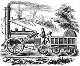 Stephenson’s Rocket, Steam Locomotive, 1829, Engraving 1889