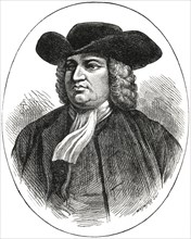 William Penn (1644-1718), Founder of English Colony of Pennsylvania, Book Illustration from “Indian Horrors or Massacres of the Red Men”, by Henry Davenport Northrop, 1891