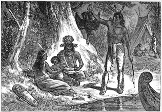 “Indian Life in Their Native Forests”, Book Illustration from “Indian Horrors or Massacres of the Red Men”, by Henry Davenport Northrop, 1891