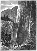 White Bird Canyon, Opening Battle of Nez Perce War, Idaho Territory, 1877, Book Illustration from “Indian Horrors or Massacres of the Red Men”, by Henry Davenport Northrop, 1891