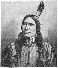 Chief American Horse (1840-1908), Oglala Lakota Chief, Book Illustration from “Indian Horrors or Massacres of the Red Men”, by Henry Davenport Northrop, 1891