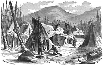 “Sioux Indians Near Pine Ridge Agency”, Oglala Lakota Native American reservation, 1889, Book Illustration from “Indian Horrors or Massacres of the Red Men”, by Henry Davenport Northrop, 1891
