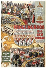 Ringling Brothers Big New Parade Spectacle, Circus Poster, circa 1899