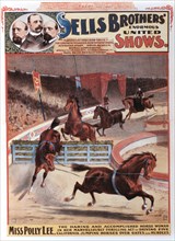 Sells Brothers' Enormous United Shows, Polly Lee, Bareback Rider and her Horses, Circus Poster, 1887