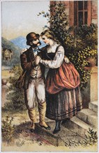 Romantic Couple, Trade Card, Lithograph, 1890
