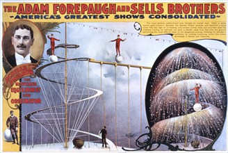 Adam Forepaugh and Sells Brothers America's Greatest Shows Consolidated, Achille Philion, the Marvelous Equilibrist and Originator, Circus Poster, circa 1899