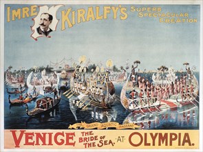 Imre Kiralfy's Brilliant Spectacular Production, Venice the Bride of the Sea at Olympia, The Grand Aquatic Pageant, Circus Poster, circa 1891
