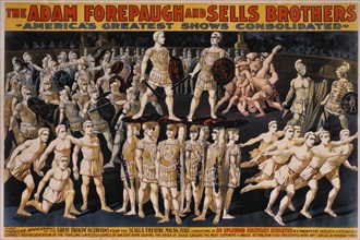 Adam Forepaugh and Sells Brothers America's Greatest Shows Consolidated, First American Appearance of the Great Troupe Octavians, Circus Poster, circa 1900