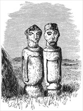 Two idols from Ubudschwa, Africa, Illustration, 1885