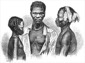 Bushmen, Africa, Illustration from Photograph by G. Fritsch, 1885