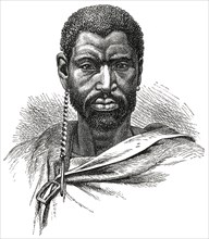 Sandili, King of the Gaika, Africa,  Illustration from Photograph by G. Fritsch, 1885