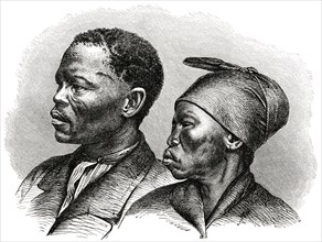 Khoikhoi Chieftain Jon Afrikaner and Wife, Africa, Illustration, 1885