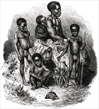 Zulu Family, Africa, Illustration, 1885