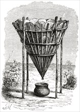 Salt Production from Saline Soil, Urua (now Democratic Republic of Congo), Africa, Illustration, 1885