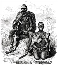Basuto Chieftain and Girl, Africa, Illustration, 1885