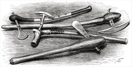 Battle Axes of the Bamangwato Tribe, Southern Africa, Illustration, 1885