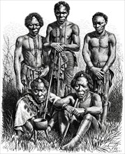 Group of Men of Herero Tribe, Southern Africa, Illustration, 1885