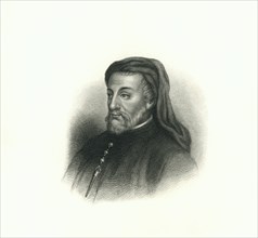 Geoffrey Chaucer (1343-1400), English Poet,  Engraving, 1876