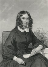 Elizabeth Barrett Browning (1806-61), Prominent English Poet, Portrait, Engraving from original Painting by Chappel, 1872