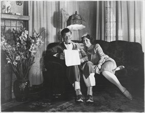 Publicity Portrait of Actor George Bancroft Relaxing at Home with his Wife, Octavia Broske, 1930's