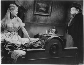 Joyce Jameson, Peter Lorre, on-set of the Film, "Tales of Terror", 1962