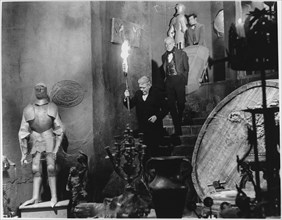 Harry Ellerbe, Vincent Price, Mark Damon, on-set of the Film, "House of Usher", 1960