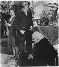 Coral Browne, Peter O'Toole, Alastair Sim, on-set of the Film, “The Ruling Class”, 1972
